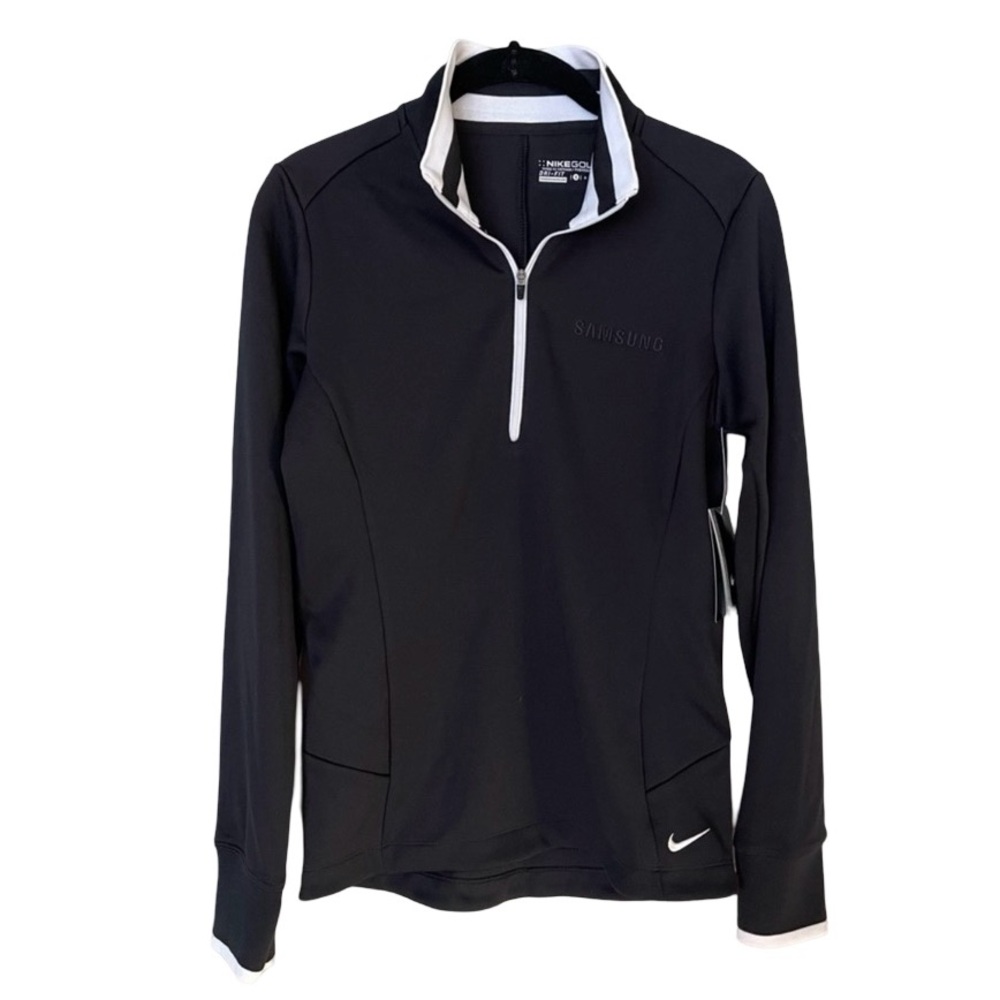 Nike NWT Women's GOLF Dri-Fit 1/4 Zip Black & White Pullover Size Small